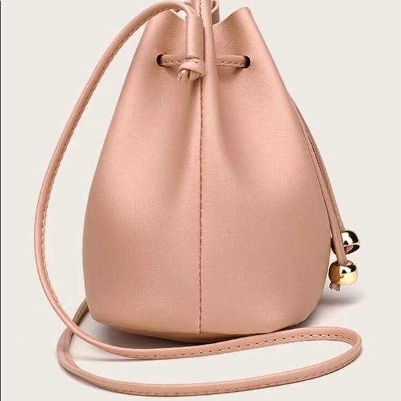 New! Pink Mini Bucket Bag W/Drawstring Closure - Picture 3 of 5